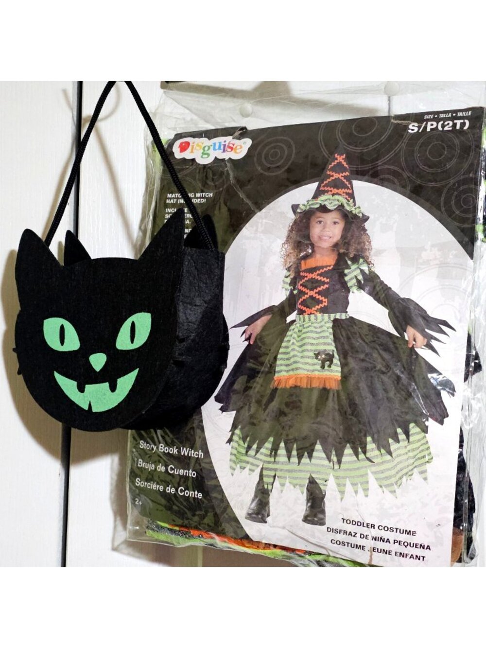 Story Book Witch Costume Toddler Girl 3T-4T Dress Hat Treat Basket Halloween NEW